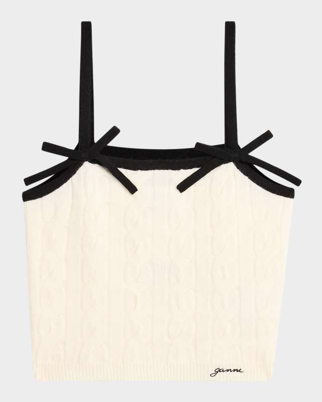 Cashmere Mix Bow Strap Top